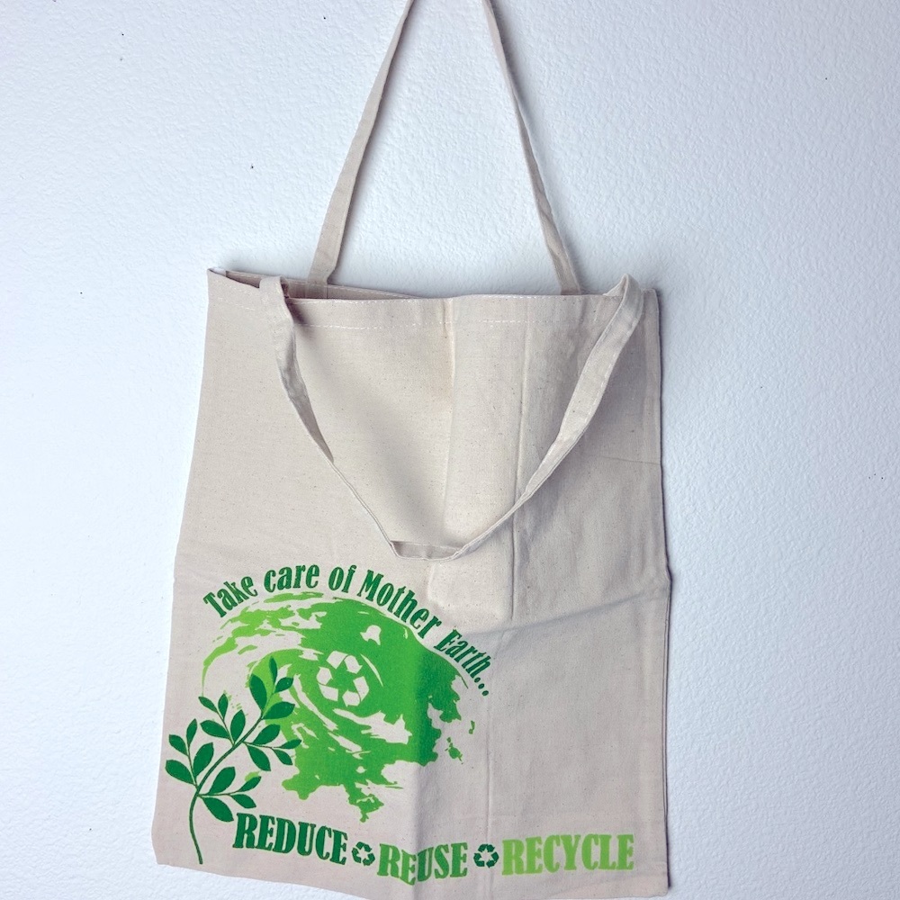 Canvas bag carrier Green Reusable Canvas 3D-Graphic Shopper Book Tote Bag